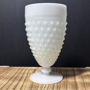 Anchor Hocking White Hobnail Glass Goblet